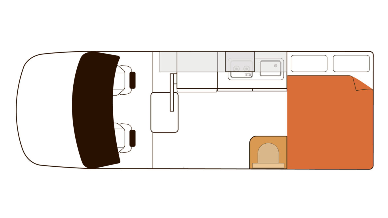 Hitop campervan i Australien og New Zealand uden toilet og bad. Rigtig fin enkel autocamper hvis du holder af udeliv, camping og natur.